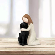 Girl Hugging Dog Ornament Decorative Figurine Resin Home Decoration Craft Gift - Yellow V528-PET-SOUVENIR-YELLOW-514661