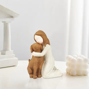 Girl Hugging Dog Ornament Decorative Figurine Resin Home Decoration Craft Gift - Yellow V528-PET-SOUVENIR-YELLOW-514661