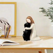 Girl Hugging Dog Ornament Decorative Figurine Resin Home Decoration Craft Gift - Yellow V528-PET-SOUVENIR-YELLOW-514661