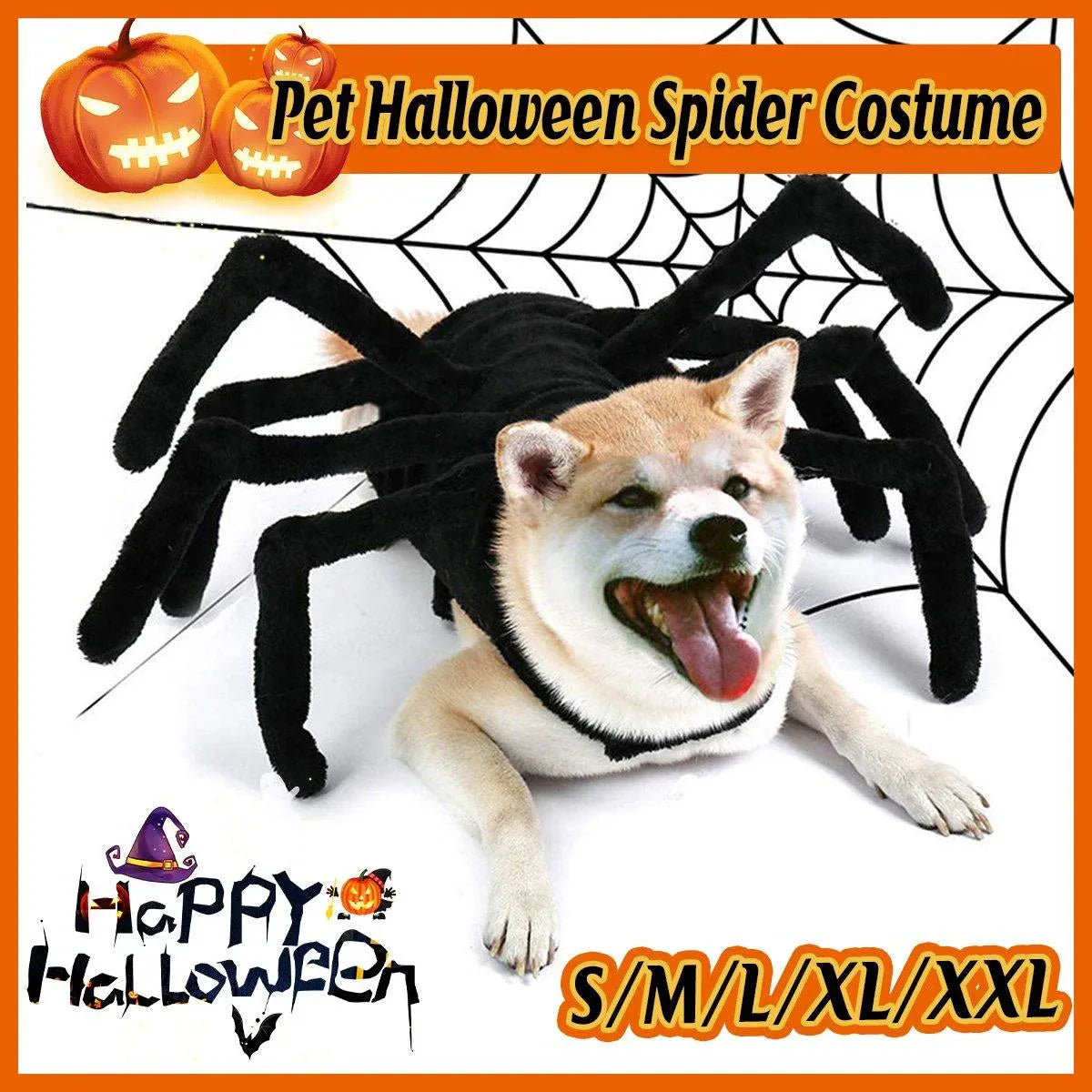 Pet Spooky Big Spider Halloween Costume Dress Up for Dogs Cats and Small Pets - L V528-PET-SPIDER-SUIT-L-559650