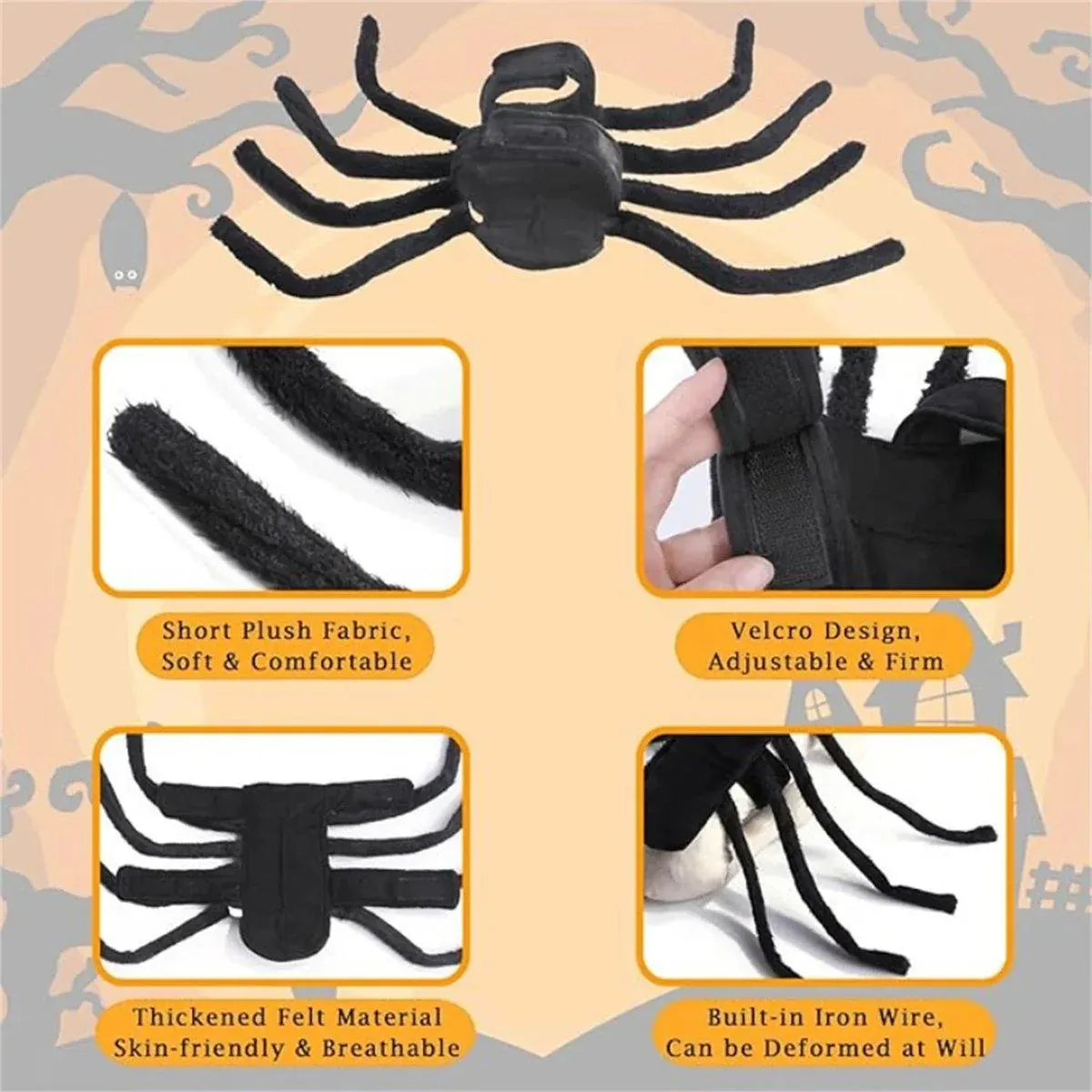 Pet Spooky Big Spider Halloween Costume Dress Up for Dogs Cats and Small Pets - L V528-PET-SPIDER-SUIT-L-559650