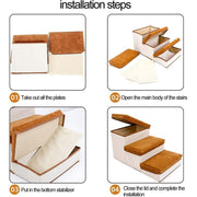 Foldable Pet Dog Stairs Puppy Step Ladder for Bed Sofa Portable Climbing Ramp - Brown V528-PET-STAIRS-BROWN-928107