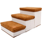 Foldable Pet Dog Stairs Puppy Step Ladder for Bed Sofa Portable Climbing Ramp - Brown V528-PET-STAIRS-BROWN-928107