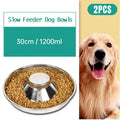2pcs Stainless Steel Dog Cat Slow Feeder Pet Food Bowl Non-Slip Stop Eating Dish V528-PET-STOP-BOWL-2PCS-30CM-107227