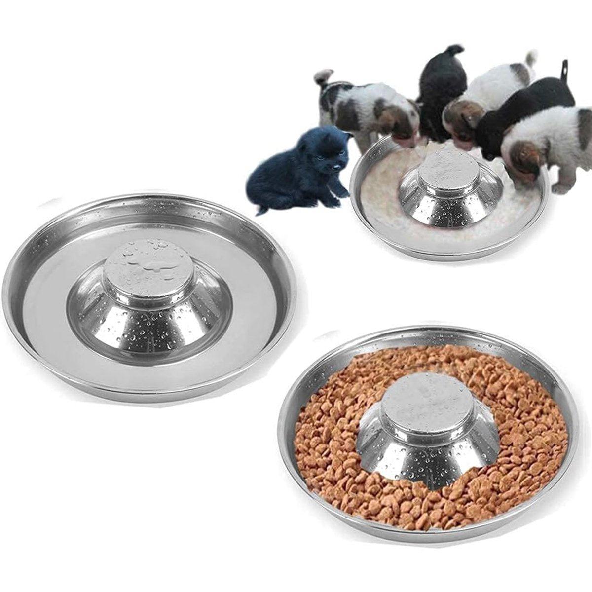 2pcs Stainless Steel Dog Cat Slow Feeder Pet Food Bowl Non-Slip Stop Eating Dish V528-PET-STOP-BOWL-2PCS-30CM-107227