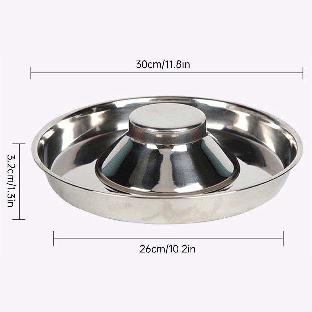 2pcs Stainless Steel Dog Cat Slow Feeder Pet Food Bowl Non-Slip Stop Eating Dish V528-PET-STOP-BOWL-2PCS-30CM-107227