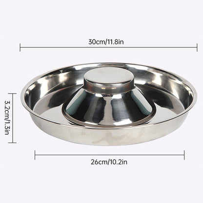 2pcs Stainless Steel Dog Cat Slow Feeder Pet Food Bowl Non-Slip Stop Eating Dish V528-PET-STOP-BOWL-2PCS-30CM-107227