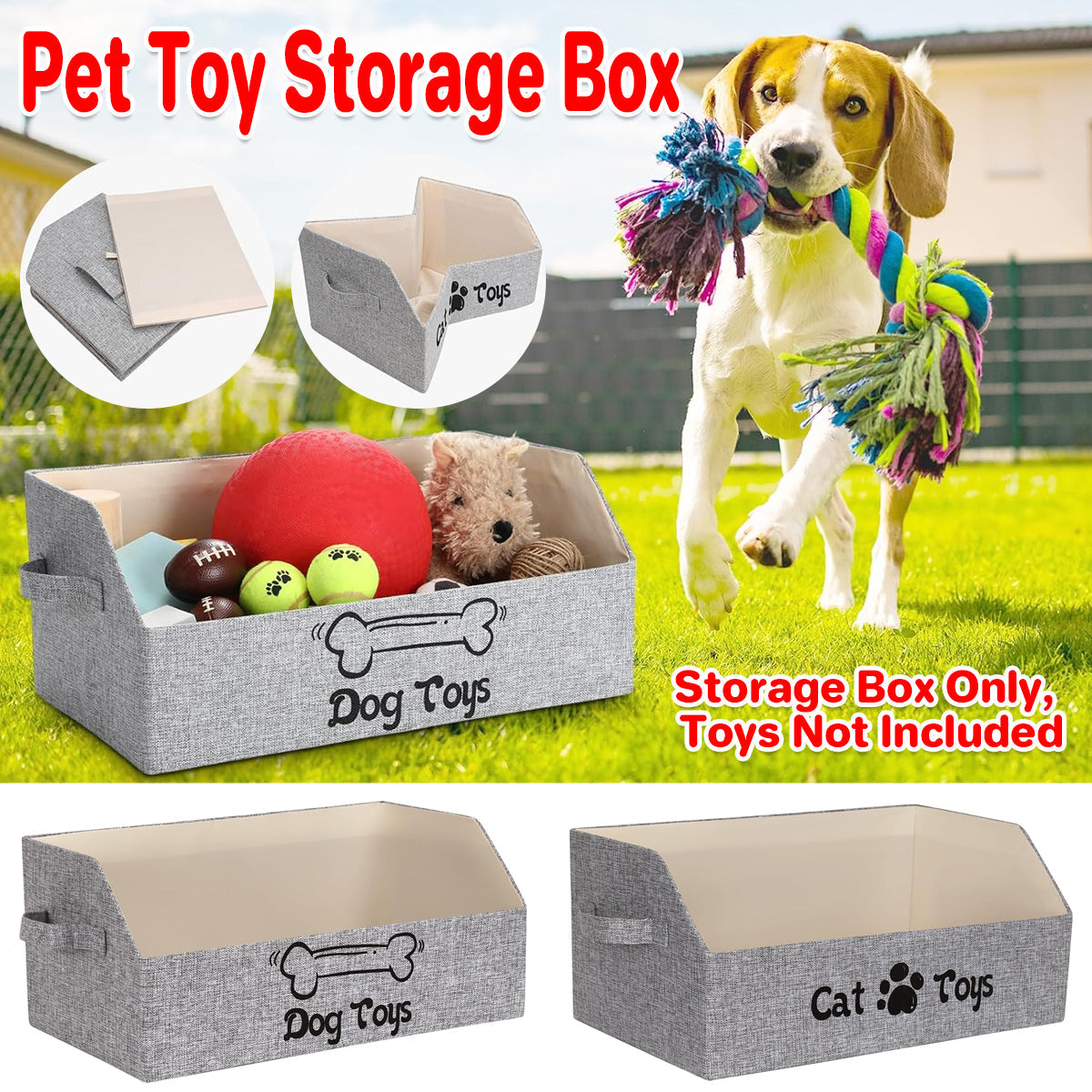 Portable Pet Toy Storage Box Foldable Organizer Snack Bag Pet Accessories Holder - Cat V528-PET-STORAGE-BOX-CAT-164619