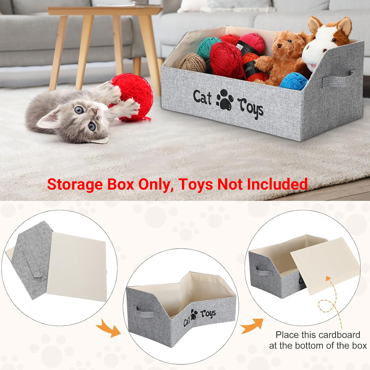 Portable Pet Toy Storage Box Foldable Organizer Snack Bag Pet Accessories Holder - Cat V528-PET-STORAGE-BOX-CAT-164619