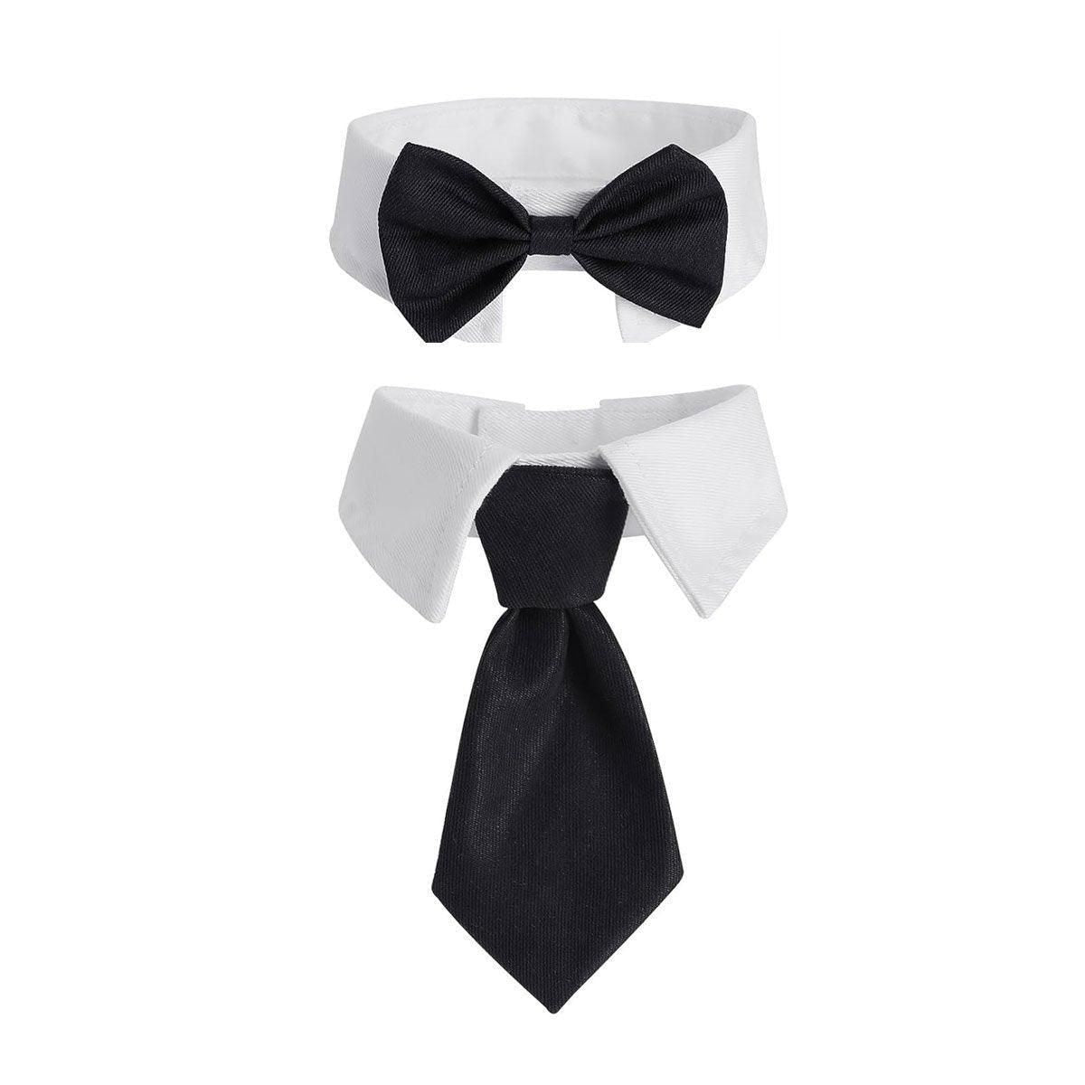 2pcs Pet Bow Tie Collar Dog Cat Suit Dress Accessories Adjustable Neck Strap - L V528-PET-TIE-BOWTIE-SUIT-L-699931