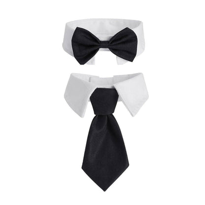 2pcs Pet Bow Tie Collar Dog Cat Suit Dress Accessories Adjustable Neck Strap - L V528-PET-TIE-BOWTIE-SUIT-L-699931