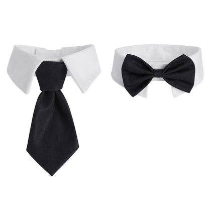 2pcs Pet Bow Tie Collar Dog Cat Suit Dress Accessories Adjustable Neck Strap - L V528-PET-TIE-BOWTIE-SUIT-L-699931