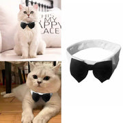 2pcs Pet Bow Tie Collar Dog Cat Suit Dress Accessories Adjustable Neck Strap - L V528-PET-TIE-BOWTIE-SUIT-L-699931