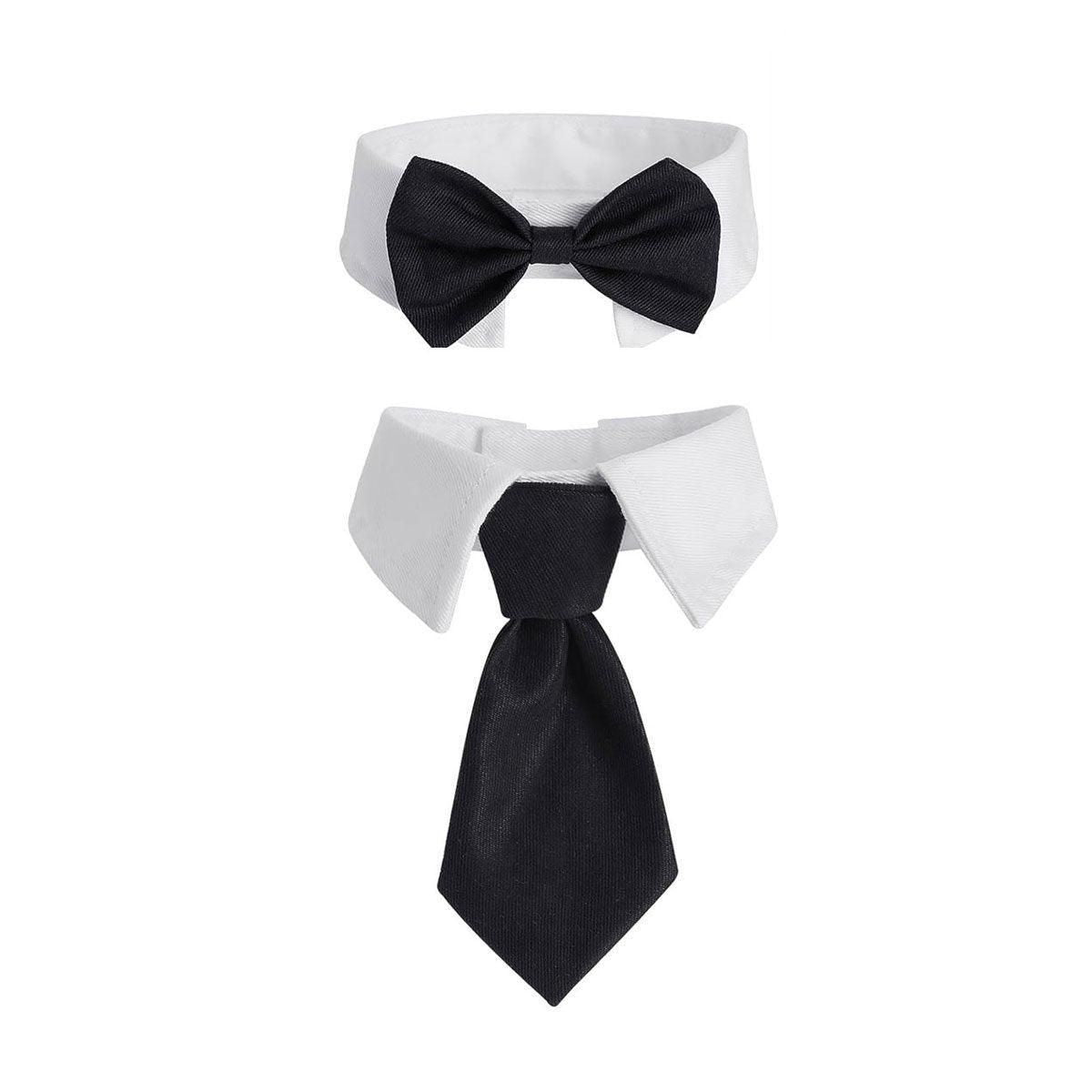 2pcs Pet Bow Tie Collar Dog Cat Suit Dress Accessories Adjustable Neck Strap - S V528-PET-TIE-BOWTIE-SUIT-S-597628