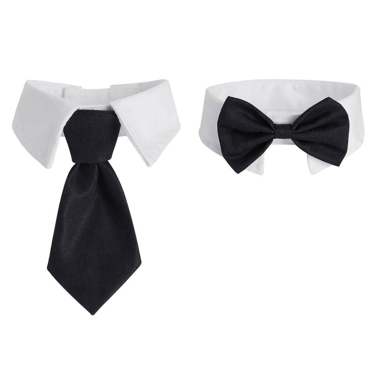 2pcs Pet Bow Tie Collar Dog Cat Suit Dress Accessories Adjustable Neck Strap - S V528-PET-TIE-BOWTIE-SUIT-S-597628