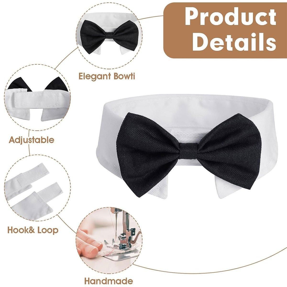 2pcs Pet Bow Tie Collar Dog Cat Suit Dress Accessories Adjustable Neck Strap - S V528-PET-TIE-BOWTIE-SUIT-S-597628