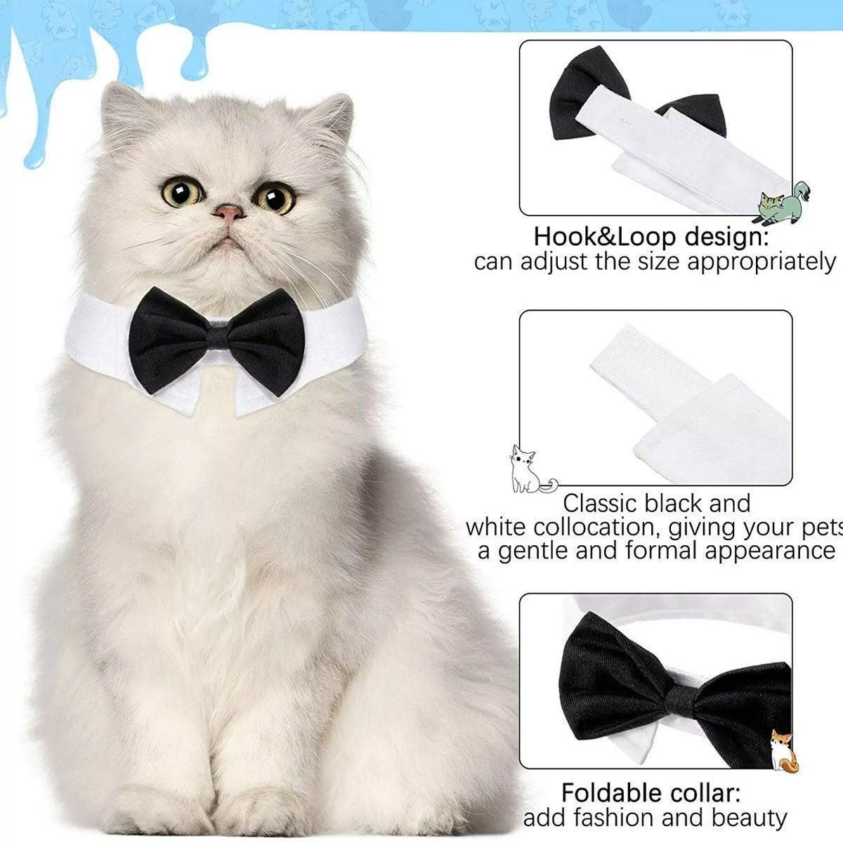 2pcs Pet Bow Tie Collar Dog Cat Suit Dress Accessories Adjustable Neck Strap - S V528-PET-TIE-BOWTIE-SUIT-S-597628