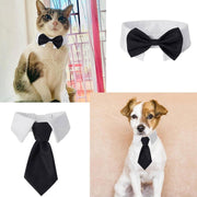 2pcs Pet Bow Tie Collar Dog Cat Suit Dress Accessories Adjustable Neck Strap - S V528-PET-TIE-BOWTIE-SUIT-S-597628
