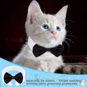 2pcs Pet Bow Tie Collar Dog Cat Suit Dress Accessories Adjustable Neck Strap - S V528-PET-TIE-BOWTIE-SUIT-S-597628