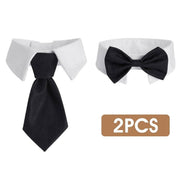 2pcs Pet Bow Tie Collar Dog Cat Suit Dress Accessories Adjustable Neck Strap - S V528-PET-TIE-BOWTIE-SUIT-S-597628