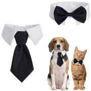 2pcs Pet Bow Tie Collar Dog Cat Suit Dress Accessories Adjustable Neck Strap - S V528-PET-TIE-BOWTIE-SUIT-S-597628