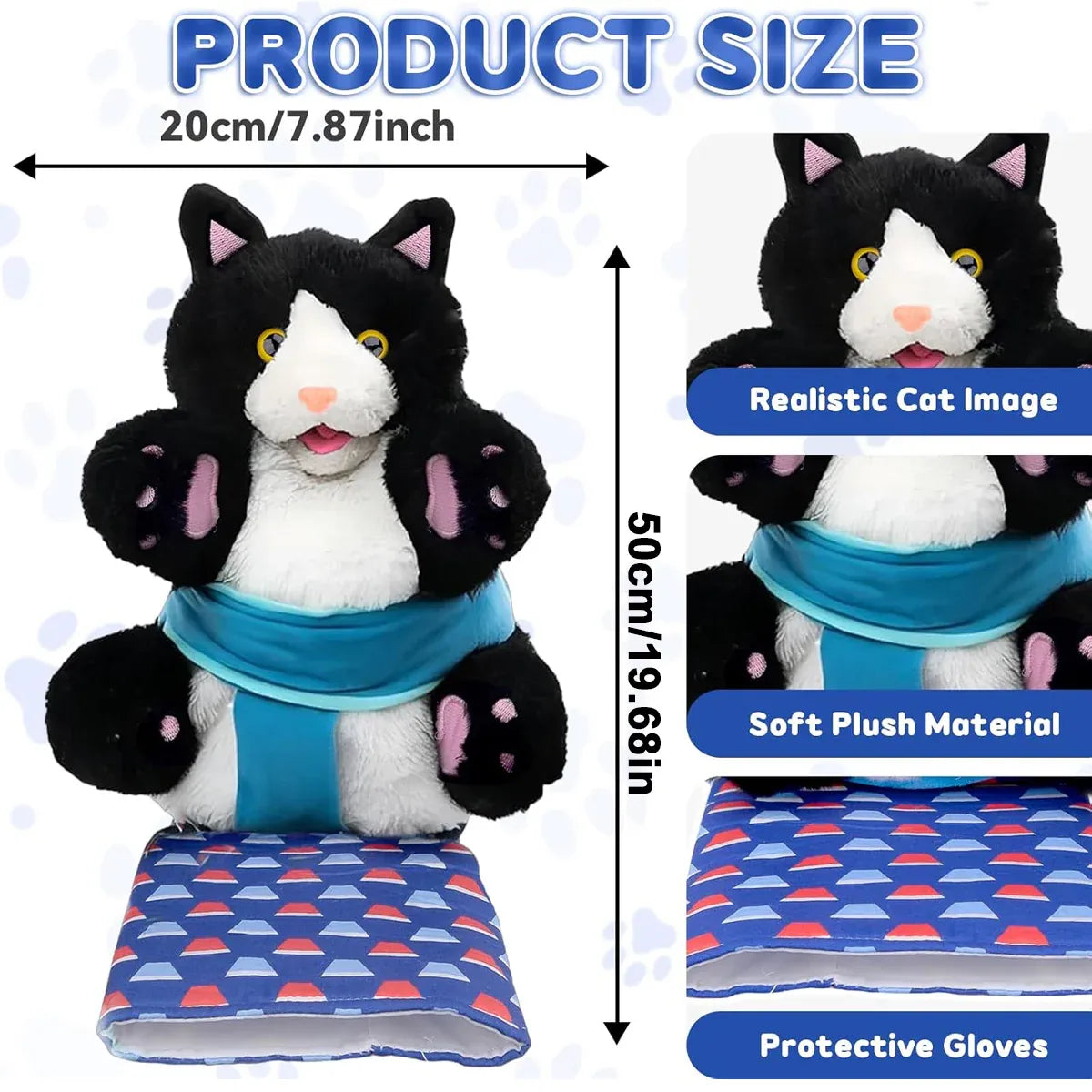 Wrestler Cat Interactive Hand Puppet Kitten Toy Pet Play Plush Puppet For Cats V528-PET-TOY-414687