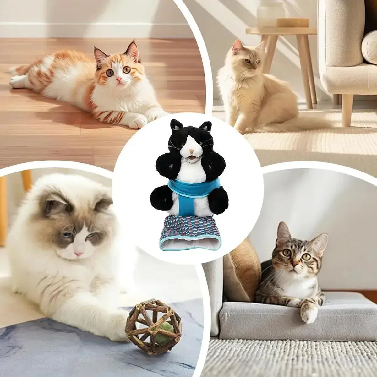 Wrestler Cat Interactive Hand Puppet Kitten Toy Pet Play Plush Puppet For Cats V528-PET-TOY-414687