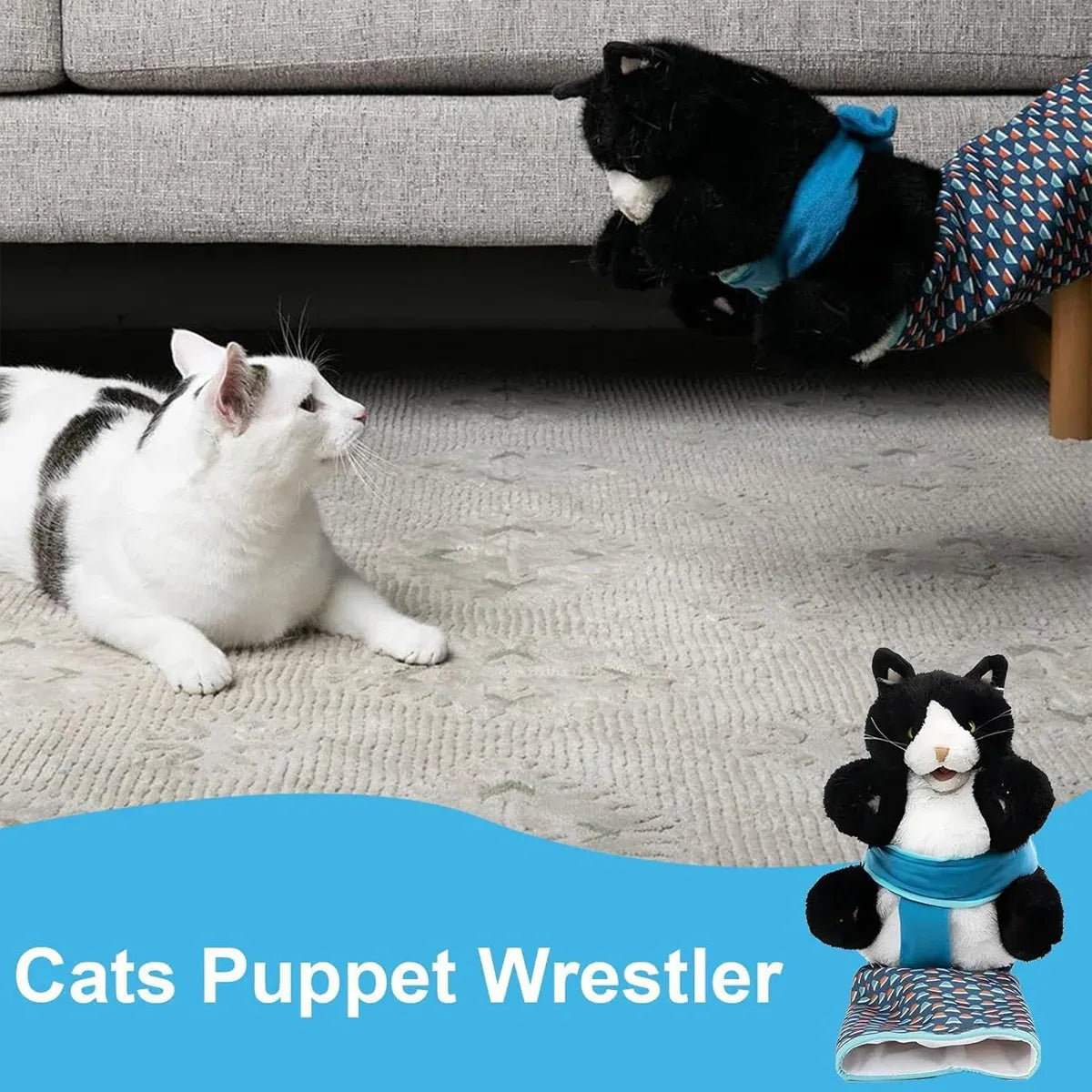 Wrestler Cat Interactive Hand Puppet Kitten Toy Pet Play Plush Puppet For Cats V528-PET-TOY-414687