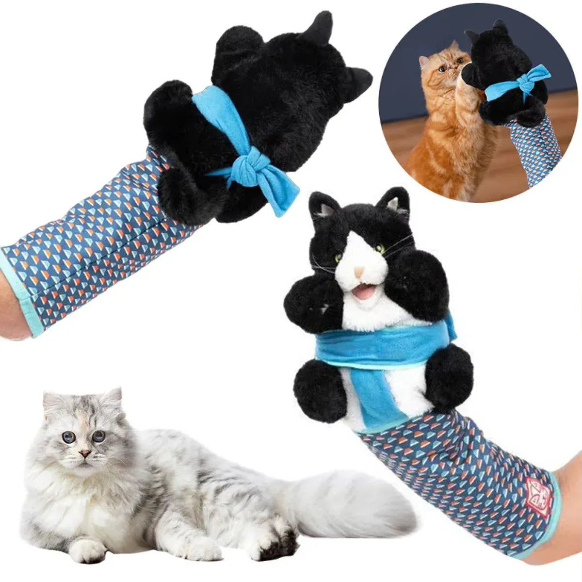 Wrestler Cat Interactive Hand Puppet Kitten Toy Pet Play Plush Puppet For Cats V528-PET-TOY-414687