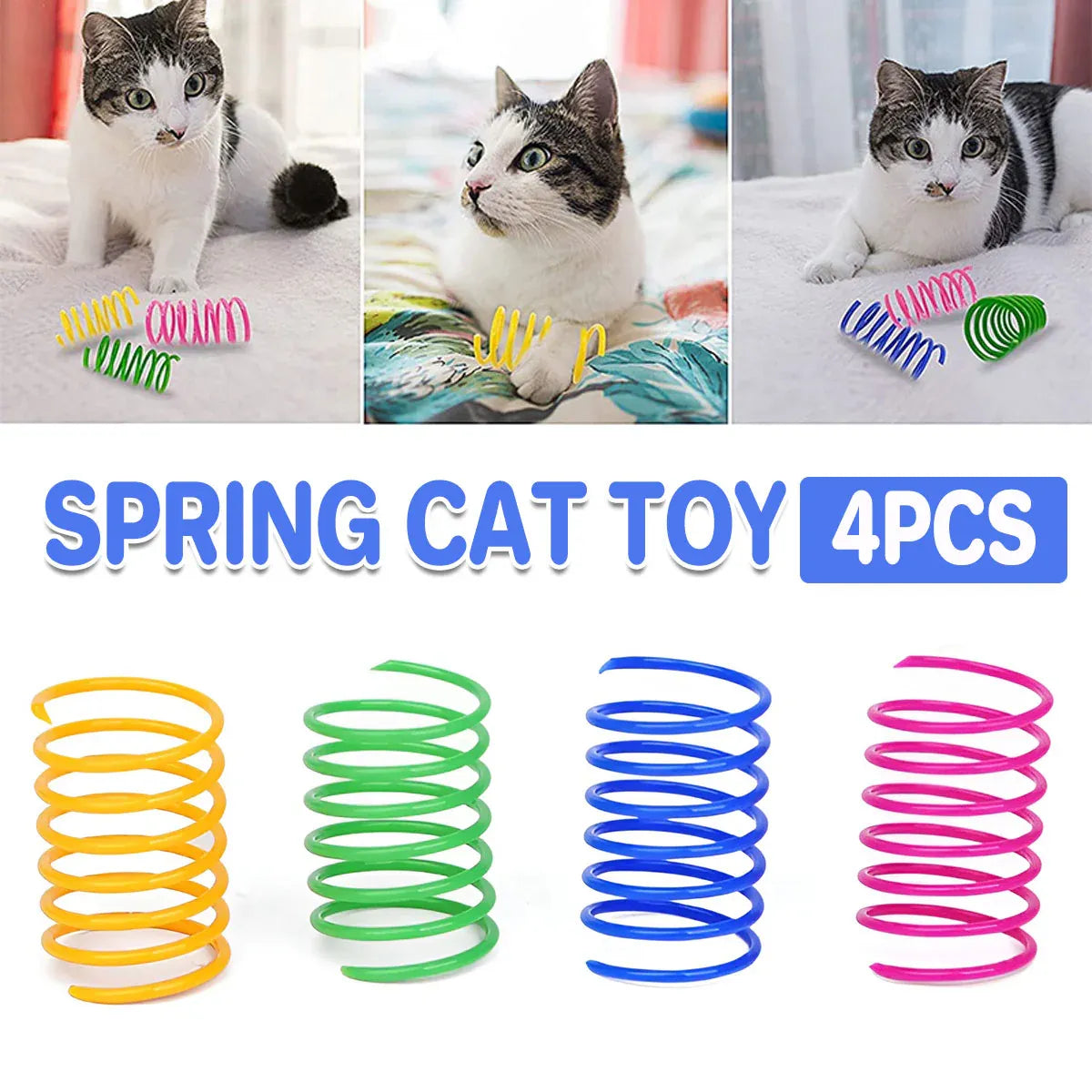 4PCS Cat Spring Toys Colourful Plastic Jumping Toy for Kitten Interactive Play V528-PET-TOY-4PCS-806037