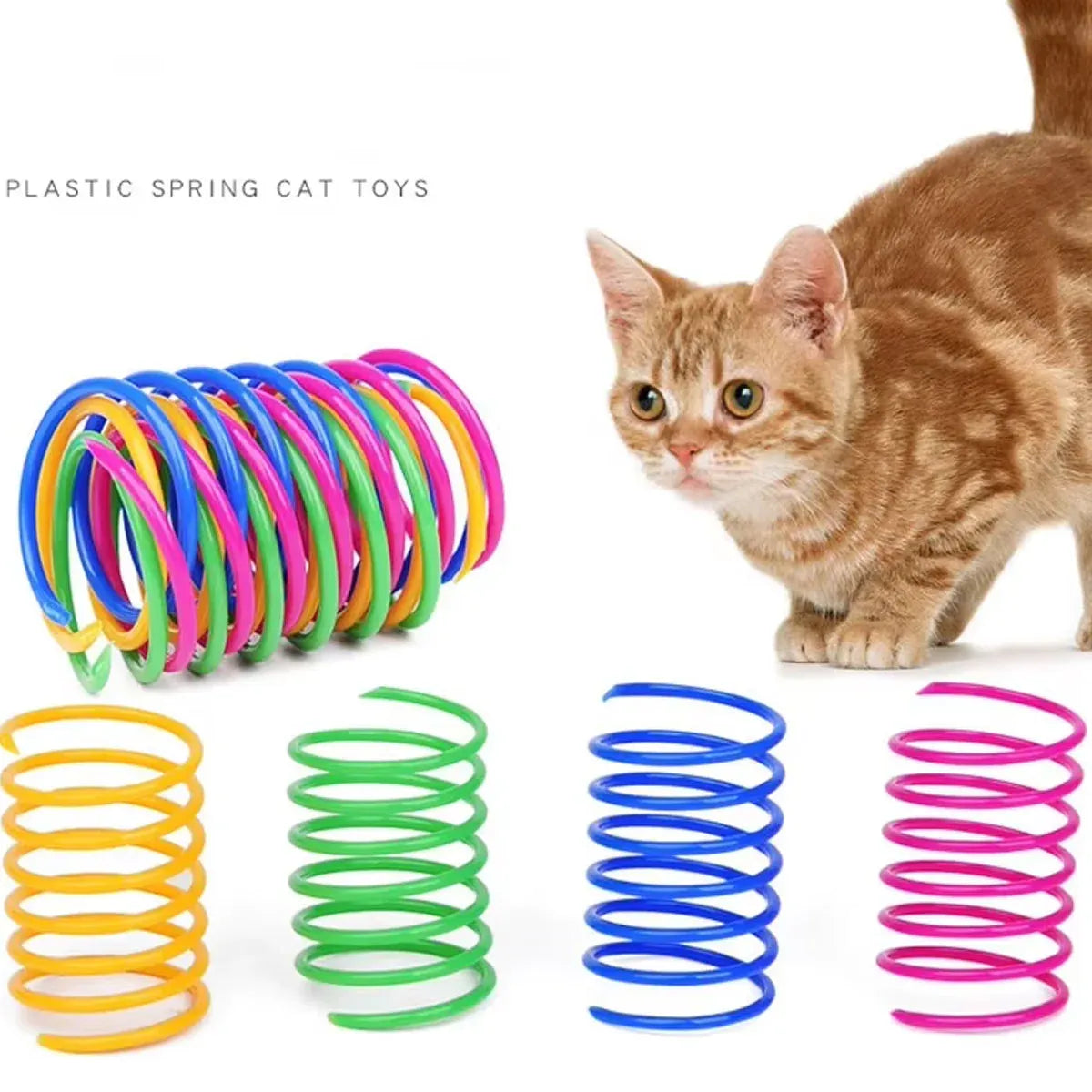 4PCS Cat Spring Toys Colourful Plastic Jumping Toy for Kitten Interactive Play V528-PET-TOY-4PCS-806037