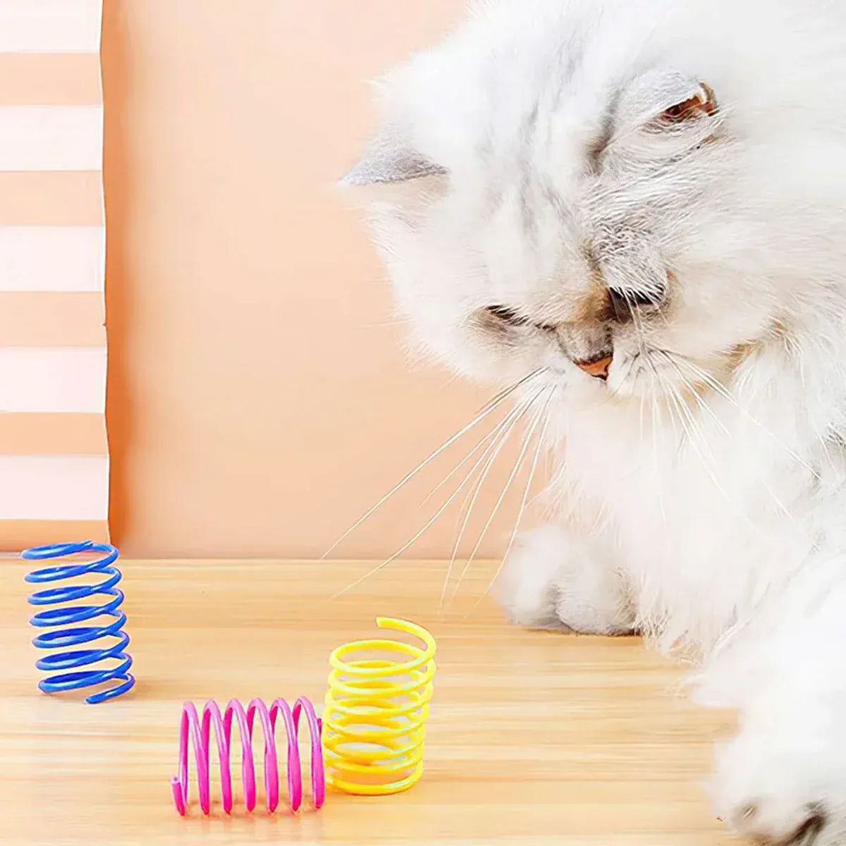 4PCS Cat Spring Toys Colourful Plastic Jumping Toy for Kitten Interactive Play V528-PET-TOY-4PCS-806037