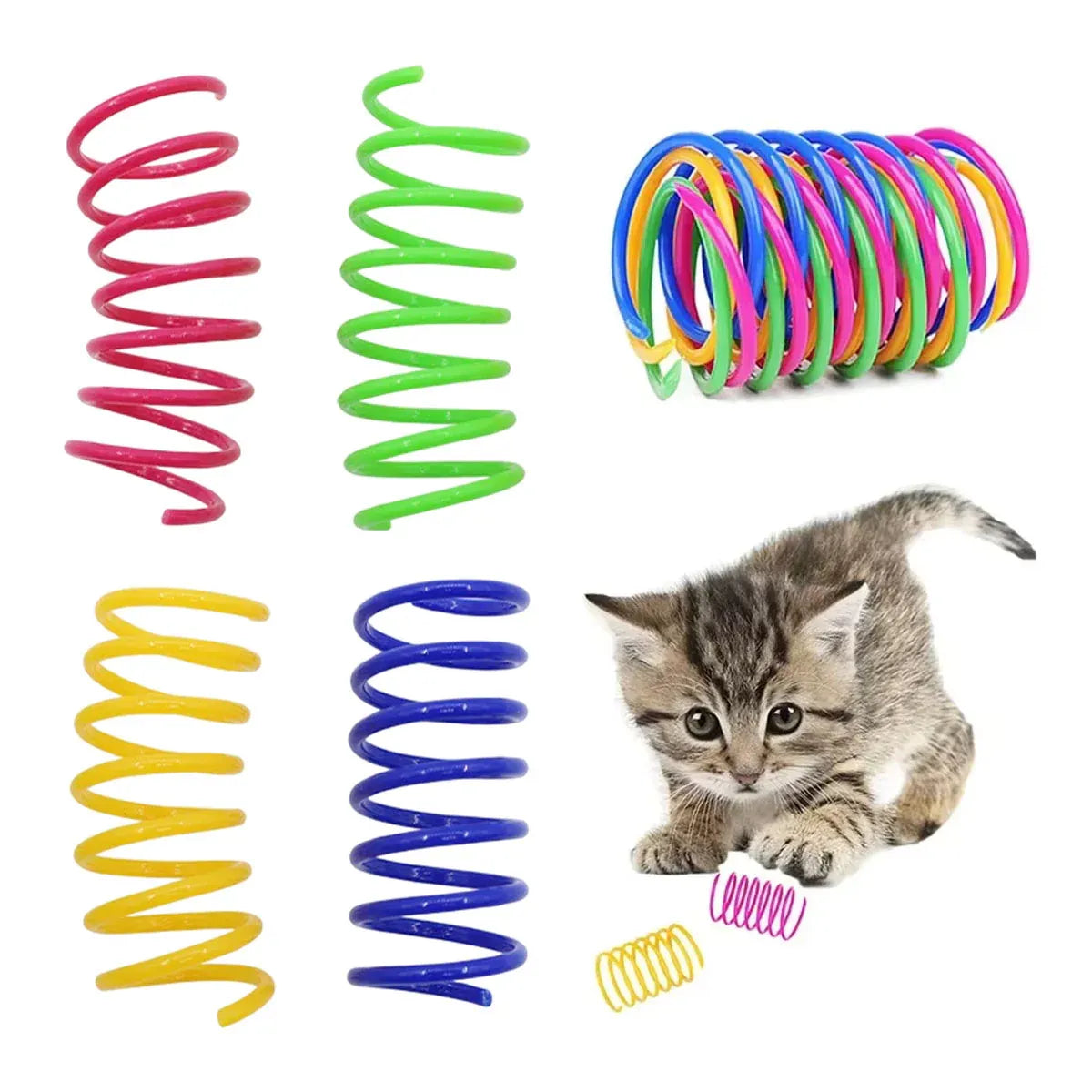 4PCS Cat Spring Toys Colourful Plastic Jumping Toy for Kitten Interactive Play V528-PET-TOY-4PCS-806037