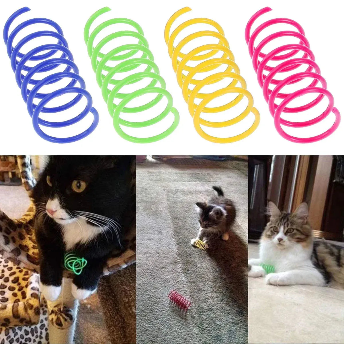 4PCS Cat Spring Toys Colourful Plastic Jumping Toy for Kitten Interactive Play V528-PET-TOY-4PCS-806037