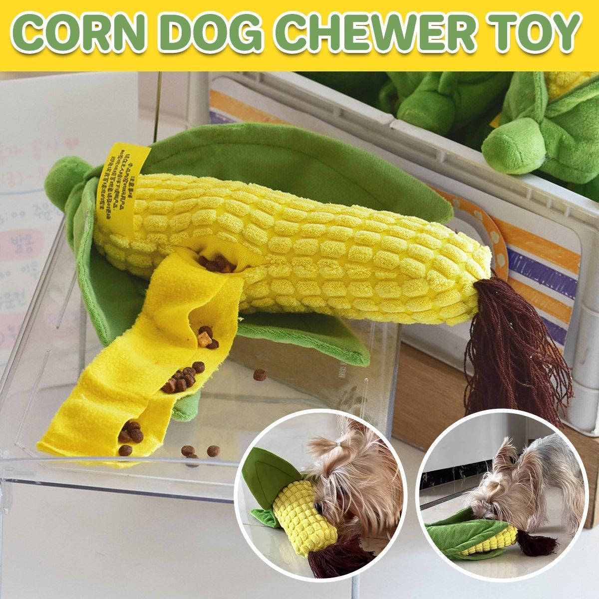 Simulation Corn Dog Chew Toy for Pets Durable Slow Feeder Toy for Dog Boredom V528-PET-TOY-ARTIFICIAL-CORN-516096