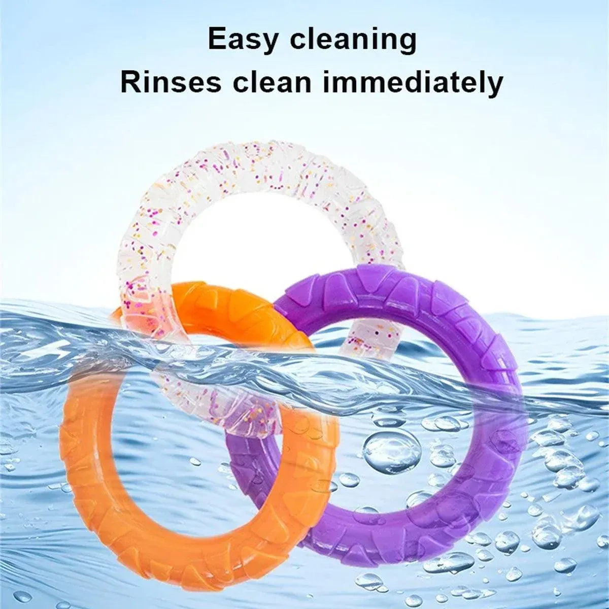 Interactive Dog Toys TRP Rubber Ring Teething Pet Rally Ring Chew Play Fetch - Blue-Purple V528-PET-TOY-BLUE-PURPLE-365063