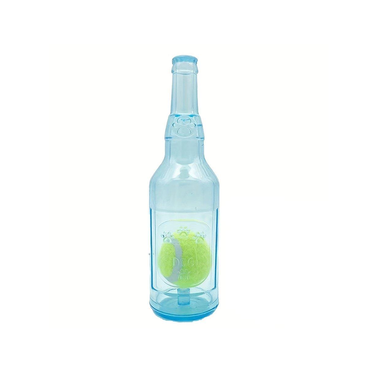 Durable Pet Teething Resistant Tennis Ball Wine Bottle Chew Toy for Dogs Play - Blue-L V528-PET-TOY-BOTTLE-BLUE-L-495331