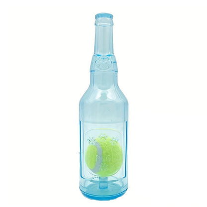 Durable Pet Teething Resistant Tennis Ball Wine Bottle Chew Toy for Dogs Play - Blue-S V528-PET-TOY-BOTTLE-BLUE-S-552796