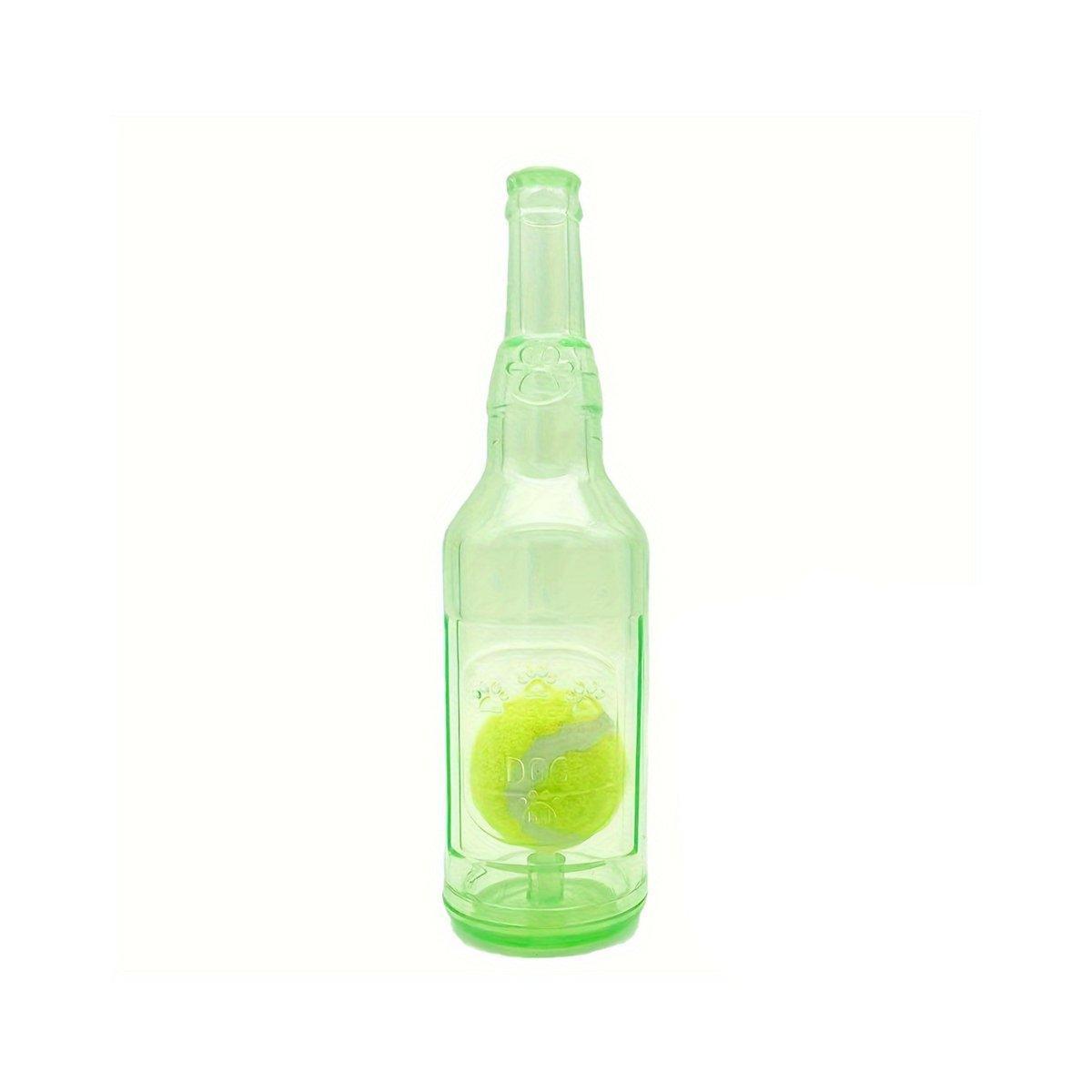 Durable Pet Teething Resistant Tennis Ball Wine Bottle Chew Toy for Dogs Play - Green-S V528-PET-TOY-BOTTLE-GREEN-S-375018