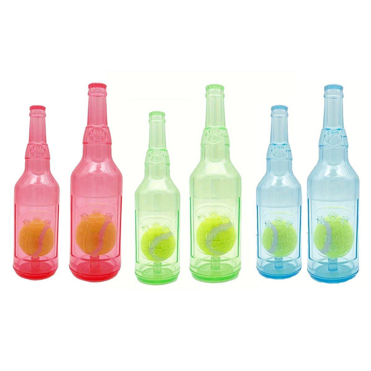 Durable Pet Teething Resistant Tennis Ball Wine Bottle Chew Toy for Dogs Play - Red-L V528-PET-TOY-BOTTLE-RED-L-157510