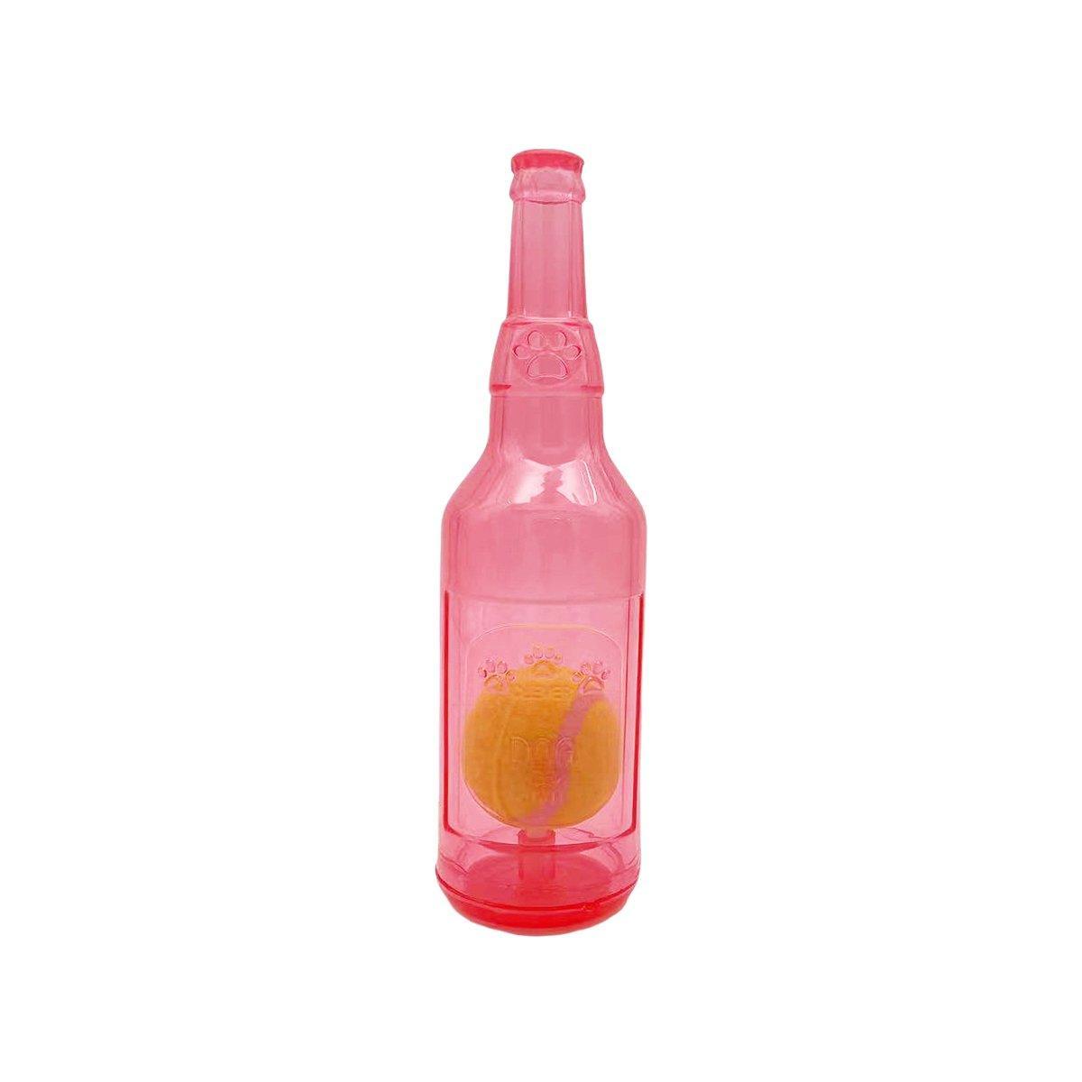 Durable Pet Teething Resistant Tennis Ball Wine Bottle Chew Toy for Dogs Play - Red-L V528-PET-TOY-BOTTLE-RED-L-157510