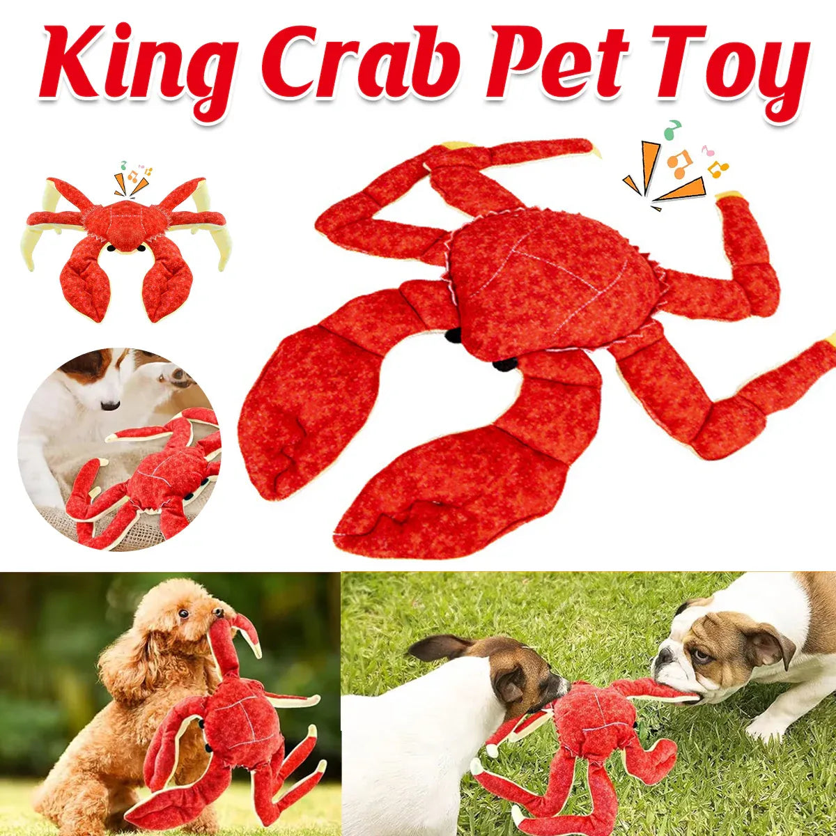 Pet Dog Toys Interactive Plush Dog Toys Durable for Puppy Small Dogs Bite Play V528-PET-TOY-CRAB-803468