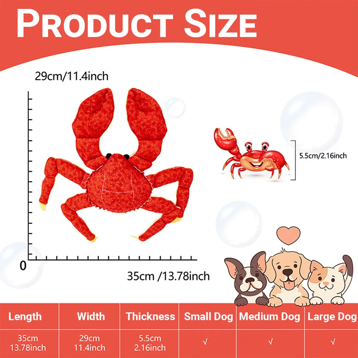Pet Dog Toys Interactive Plush Dog Toys Durable for Puppy Small Dogs Bite Play V528-PET-TOY-CRAB-803468