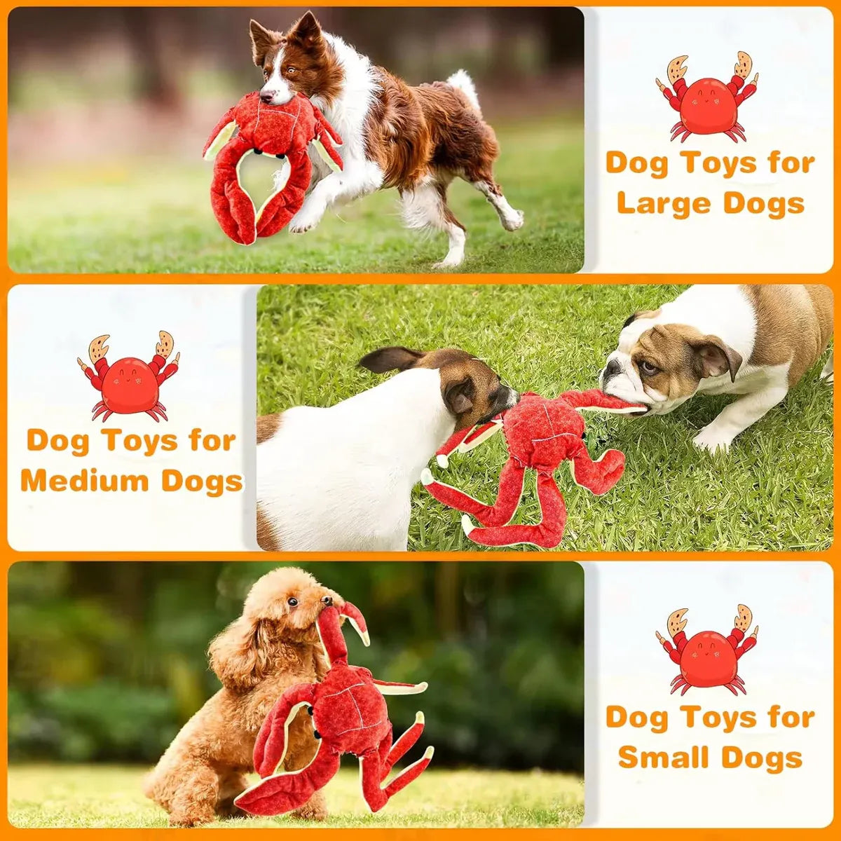 Pet Dog Toys Interactive Plush Dog Toys Durable for Puppy Small Dogs Bite Play V528-PET-TOY-CRAB-803468
