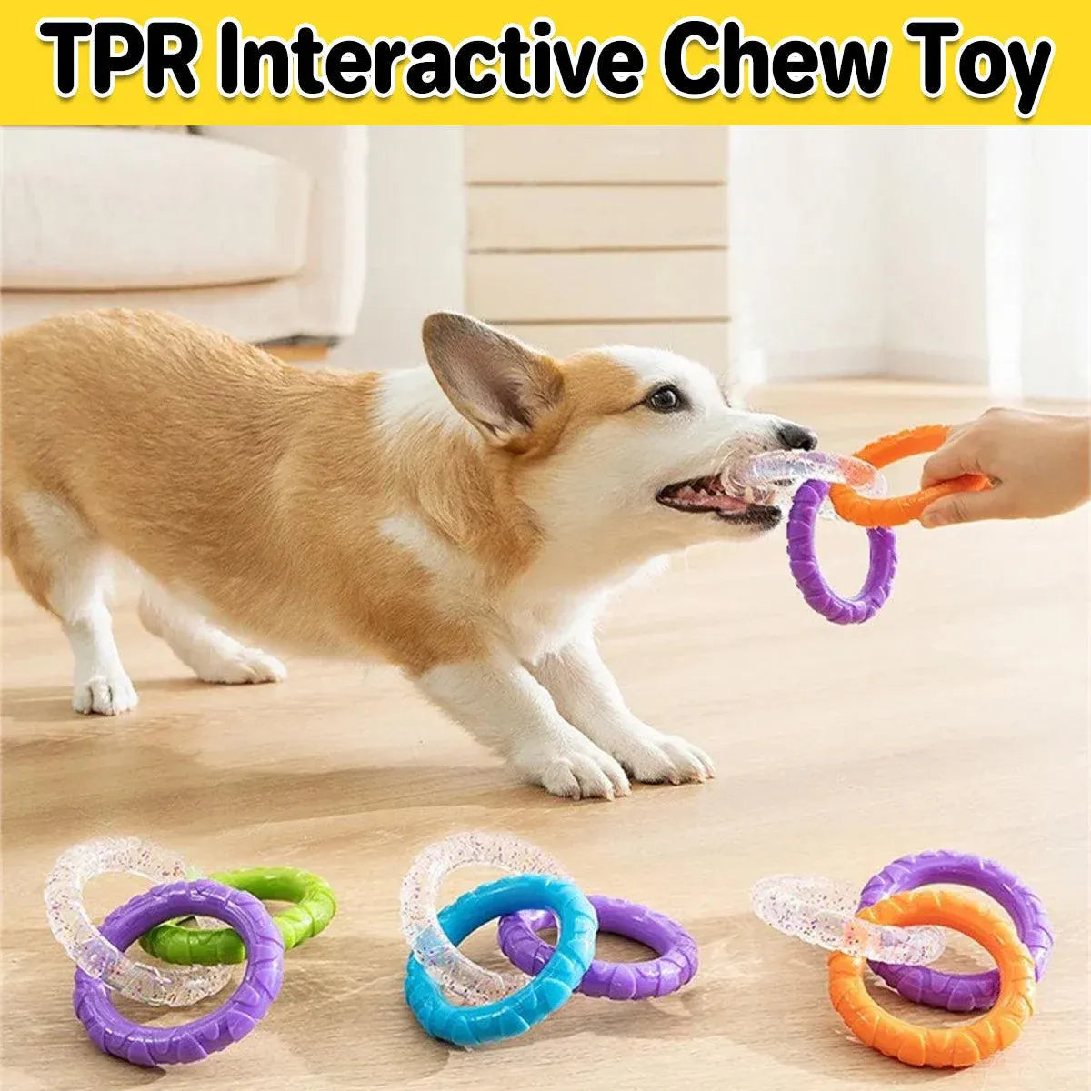Interactive Dog Toys TRP Rubber Ring Teething Pet Rally Ring Chew Play Fetch - Green-Purple V528-PET-TOY-GREEN-PURPLE-178360
