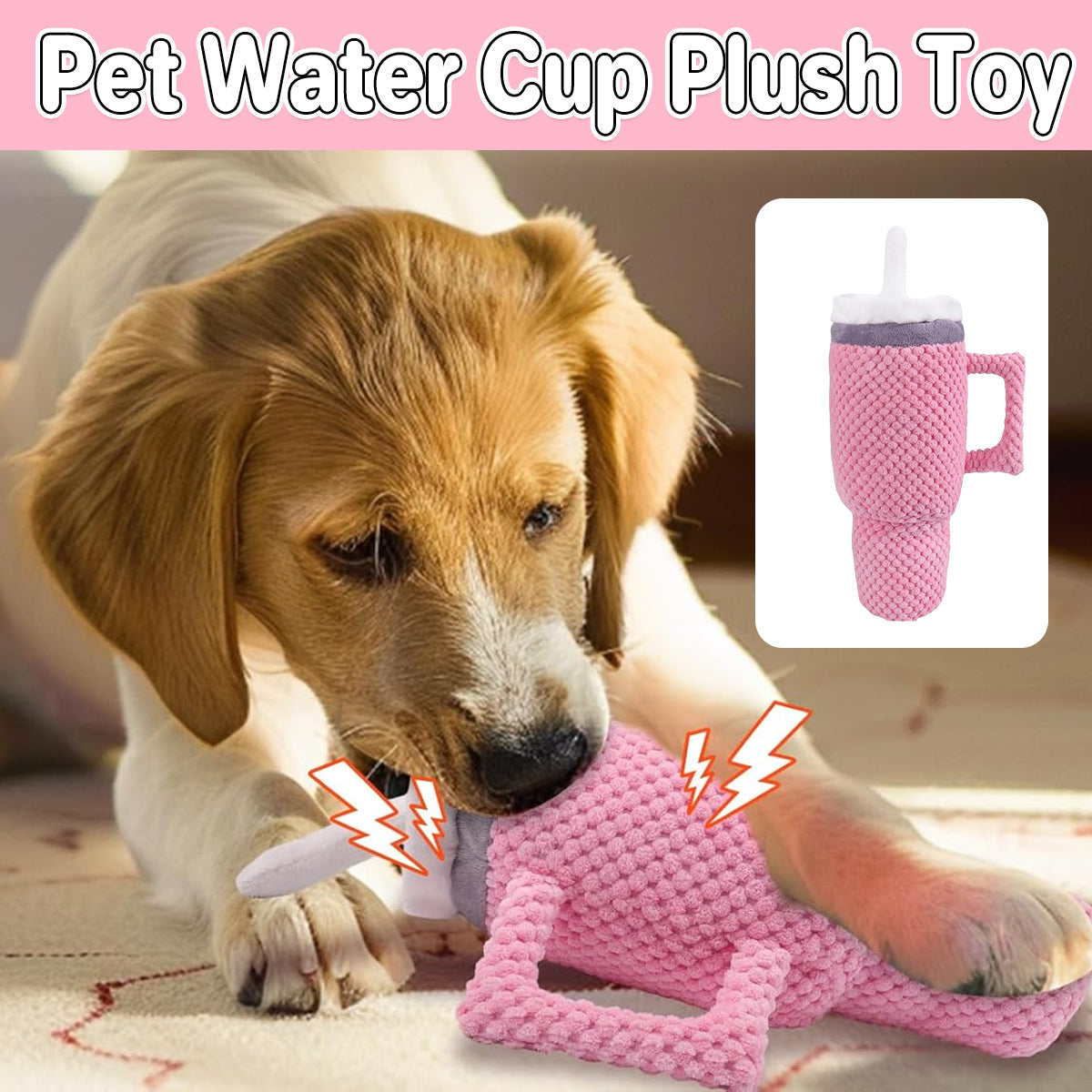Dog Squeaky Toy Stuffed Water Cup Toy Plush Cup Chew and Supplies Training Pet V528-PET-TOY-PINK-851169