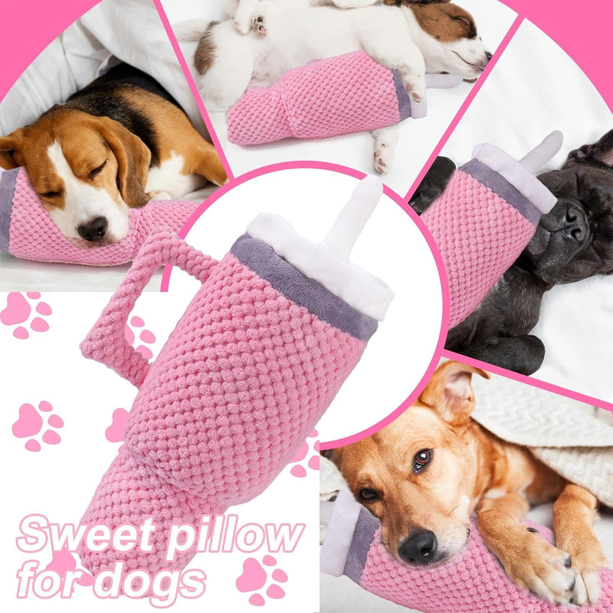 Dog Squeaky Toy Stuffed Water Cup Toy Plush Cup Chew and Supplies Training Pet V528-PET-TOY-PINK-851169