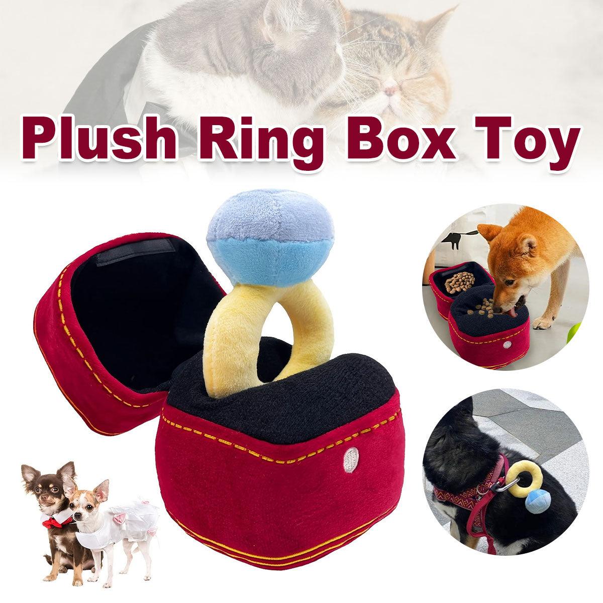 Plush Pet Toy Interactive Ring Box Chew Toy for Dogs and Cats Soft Squeaky Play V528-PET-TOY-PROPOSAL-RING-515345