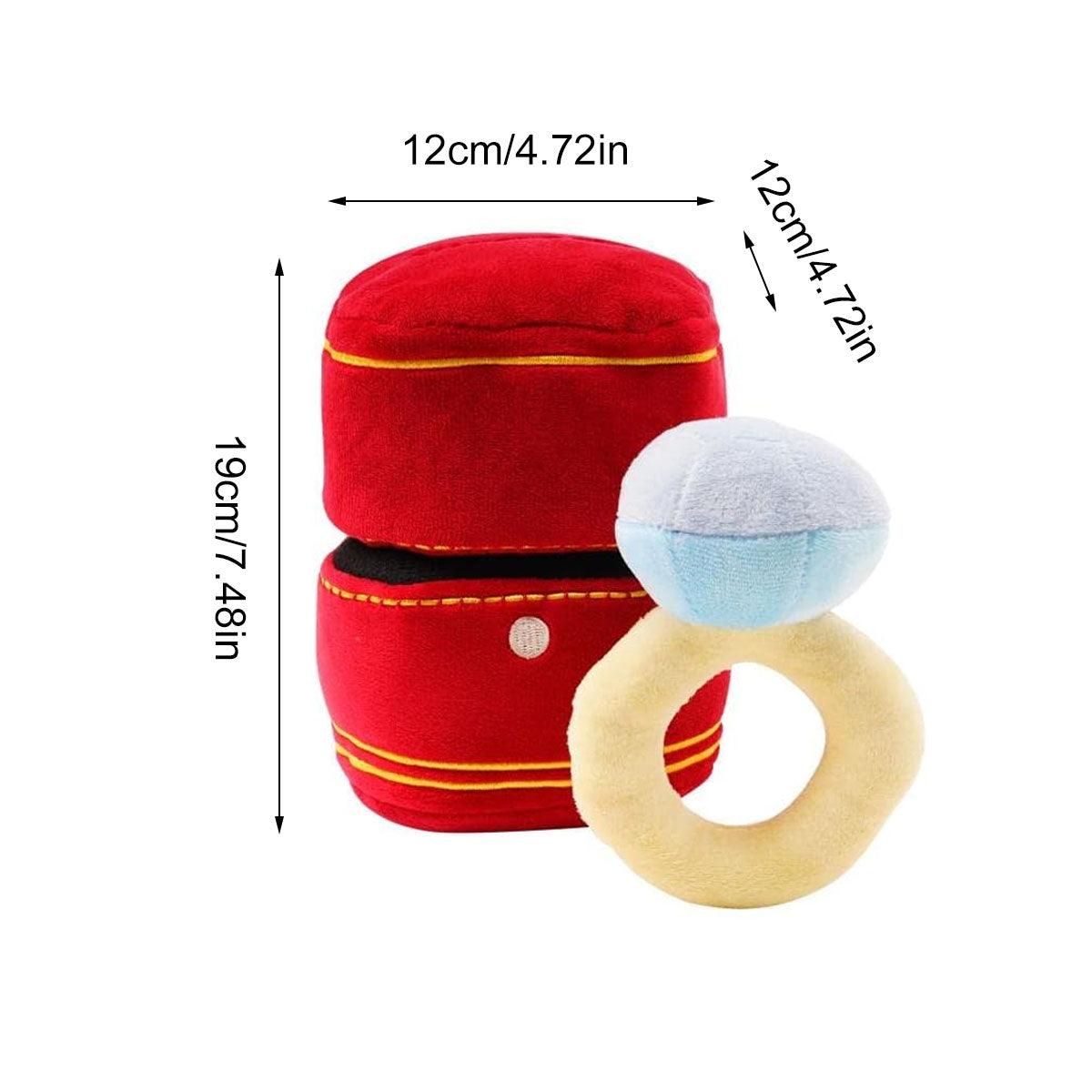 Plush Pet Toy Interactive Ring Box Chew Toy for Dogs and Cats Soft Squeaky Play V528-PET-TOY-PROPOSAL-RING-515345