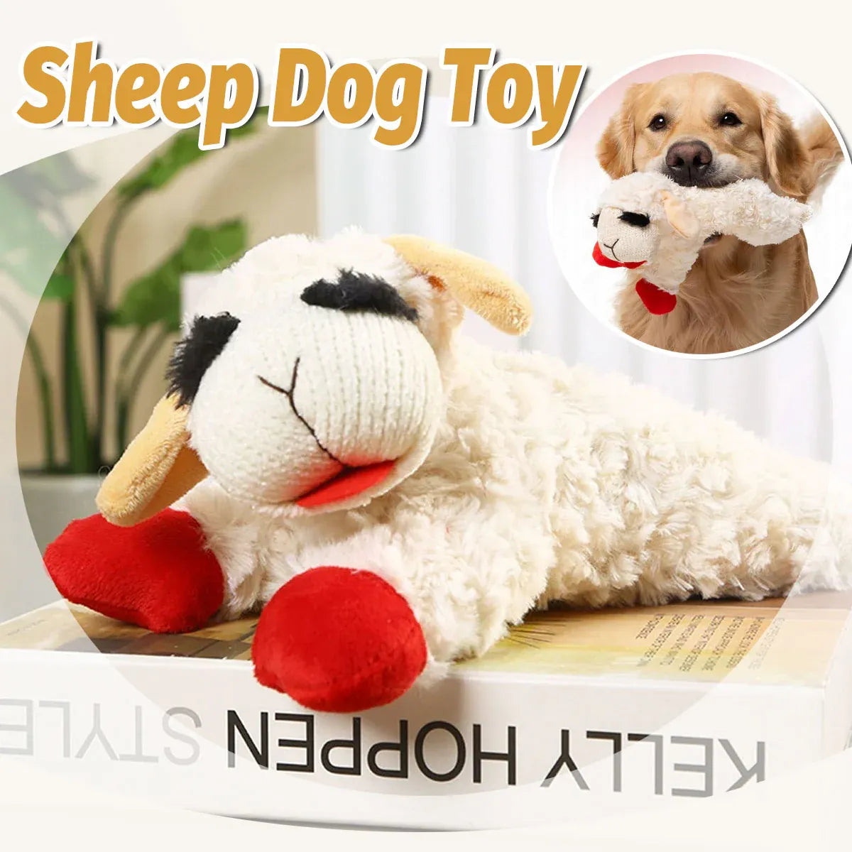 Lamb Shape Dog Toy Soft Plush Chew Toy for Puppy Small Dogs Squeaky Play Pet V528-PET-TOY-SHEEP-456454